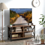 Rustic Wooden TV Stand with Storage for TVs up to 55 Inch