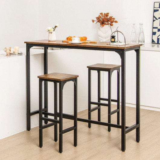 Rustic Industrial Bar Table and Stools Set Space-Saving (3pcs) Rustic Industrial Bar Table and Stools Set Space-Saving (3pcs)