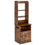 6 Tier Bookshelf with Charging Station and Adjustable Cabinet