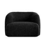 SABA Black Rib Weave Fabric Swivel Lounge Chair