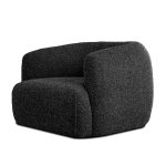 SABA Black Rib Weave Fabric Swivel Lounge Chair