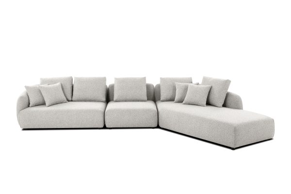 SABA Oat Tweed Right Chaise Sectional Sofa