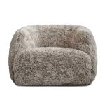 SABA Swivel Lounge Chair Sable Faux Fur