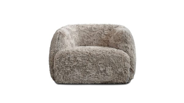 SABA Swivel Lounge Chair Sable Faux Fur 1