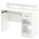 Compact White Wood Home Office Desk with Hutch and Storage 5 Compact White Wood Home Office Desk with Hutch and Storage