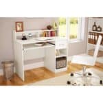 Compact White Wood Home Office Desk with Hutch and Storage 6 Compact White Wood Home Office Desk with Hutch and Storage