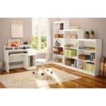 Compact White Wood Home Office Desk with Hutch and Storage 7 Compact White Wood Home Office Desk with Hutch and Storage