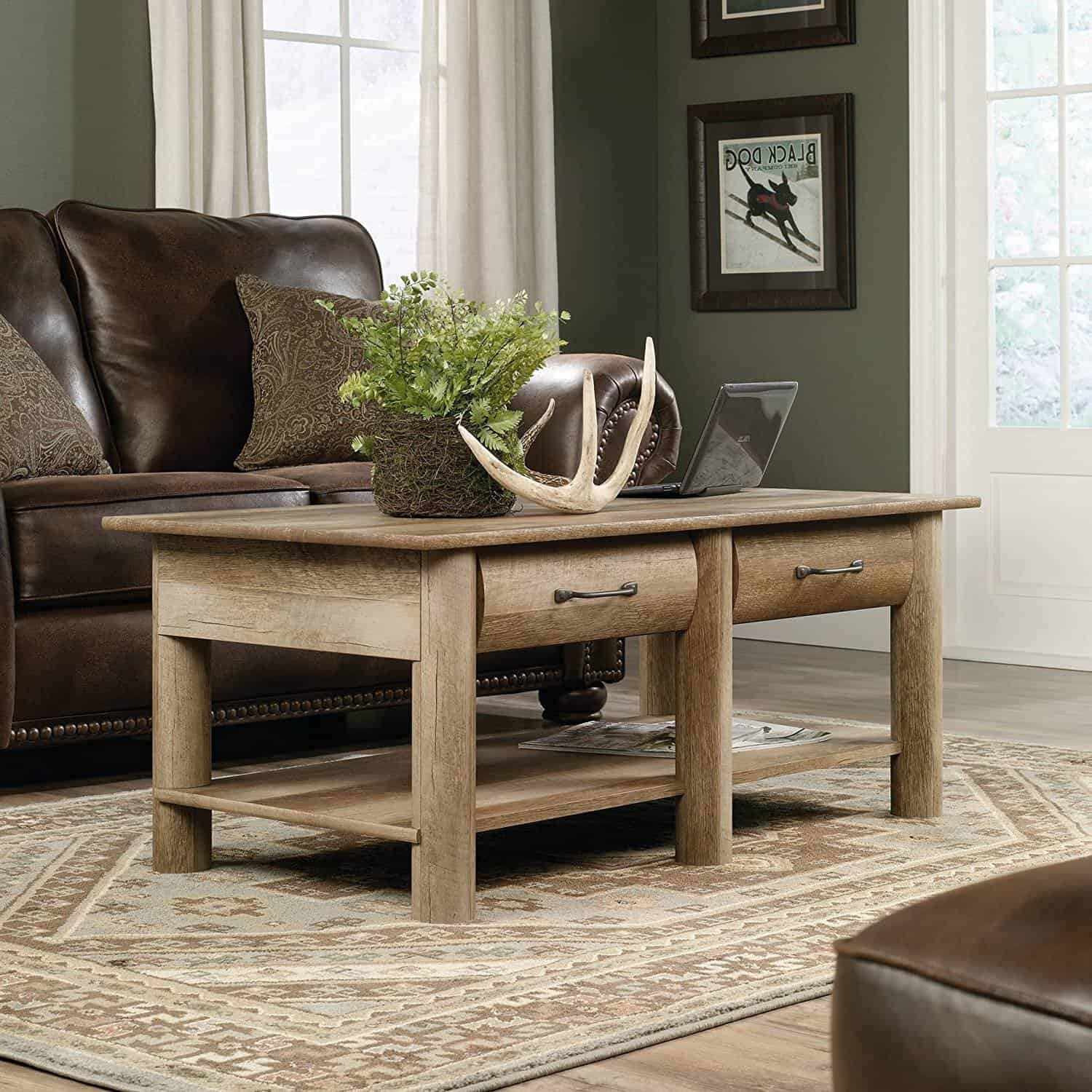 Rustic Oak Lodge Coffee Table with Drawers and Faux Fronts 2 Rustic Oak Lodge Coffee Table with Drawers and Faux Fronts - Image 2