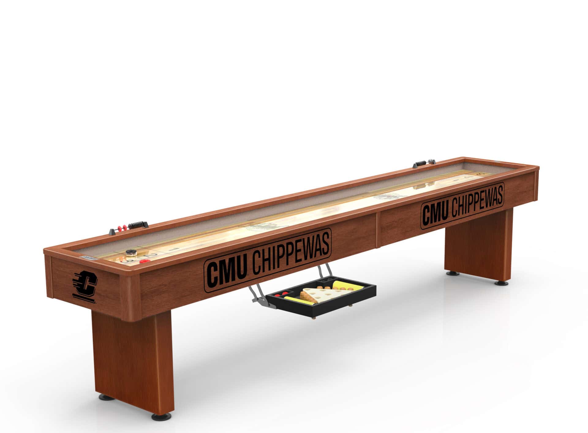 Central Michigan University Shuffleboard Table with Chardonnay Finish 1 Central Michigan University Shuffleboard Table with Chardonnay Finish