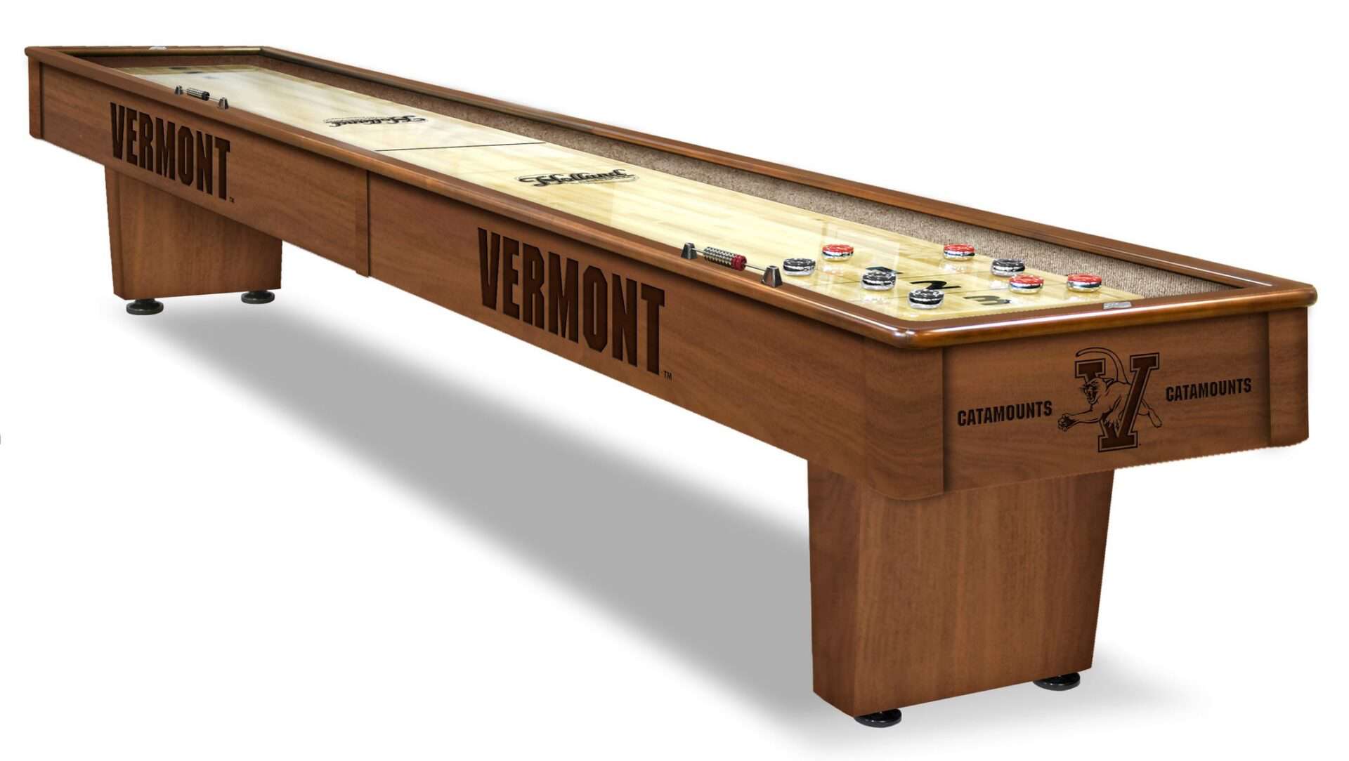 University of Vermont Shuffleboard Table with Chardonnay Finish 1 University of Vermont Shuffleboard Table with Chardonnay Finish