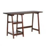 Espresso Finish Wood Home Office Desk with Shelves