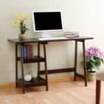 Espresso Finish Wood Home Office Desk with Shelves