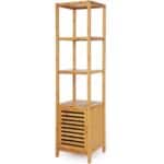 Slim Bamboo Bookcase with 3 Shelves and Storage Cabinet