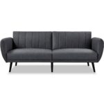 Scandinavian Dark Grey Convertible Sofa Bed with Wooden Legs