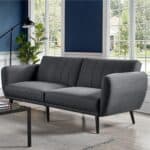 Scandinavian Dark Grey Convertible Sofa Bed with Wooden Legs
