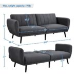Scandinavian Dark Grey Convertible Sofa Bed with Wooden Legs