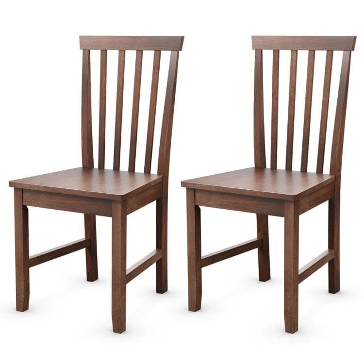 Solid Wood Armless Mission Dining Chairs Walnut Finish (Set of 2) 1 Solid Wood Armless Mission Dining Chairs Walnut Finish (Set of 2)