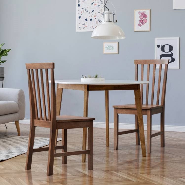 Solid Wood Armless Mission Dining Chairs Walnut Finish (Set of 2) 2 Solid Wood Armless Mission Dining Chairs Walnut Finish (Set of 2) - Image 2
