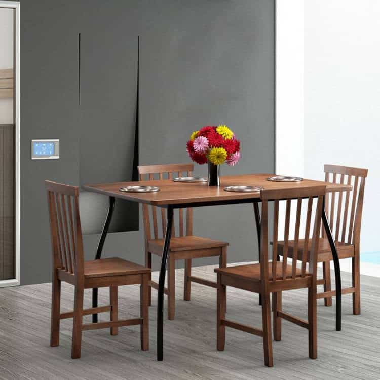 Solid Wood Armless Mission Dining Chairs Walnut Finish (Set of 2) 3 Solid Wood Armless Mission Dining Chairs Walnut Finish (Set of 2) - Image 3