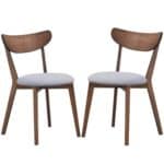 Mid-Century Modern Curved Back Dining Chairs Upholstered Seat (Set of 2)