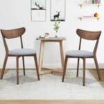 Mid-Century Modern Curved Back Dining Chairs Upholstered Seat (Set of 2)