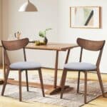 Mid-Century Modern Curved Back Dining Chairs Upholstered Seat (Set of 2)