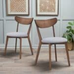 Mid-Century Modern Curved Back Dining Chairs Upholstered Seat (Set of 2)