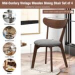 Mid-Century Modern Curved Back Dining Chairs Upholstered Seat (Set of 2)