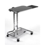 Height Adjustable Mobile Laptop Desk Cart with Black Glass Top 4 Height Adjustable Mobile Laptop Desk Cart with Black Glass Top