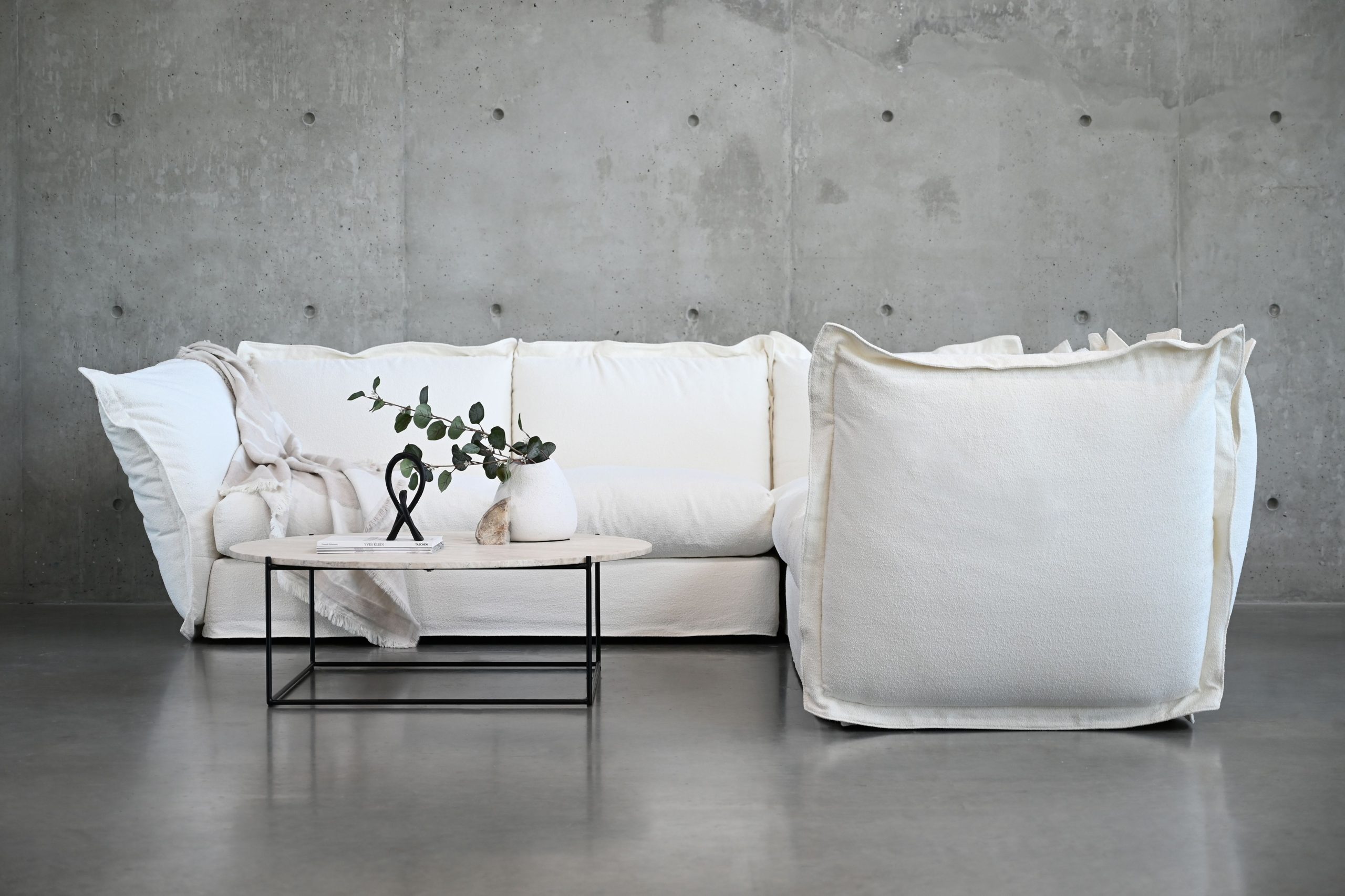 WILLOW Sea Shell Nubbly Fabric Sectional