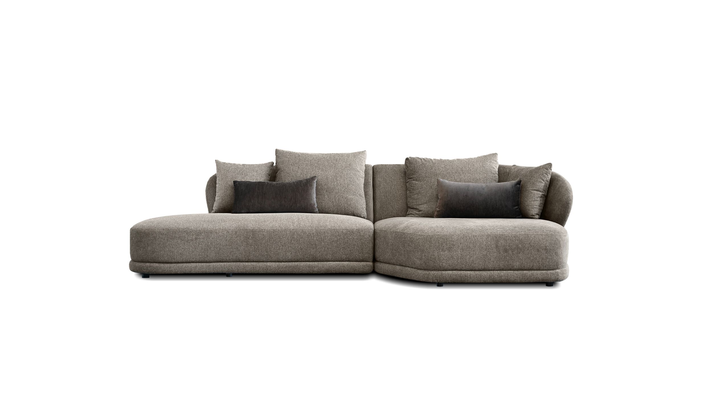 VOLTAIRE Brindle Brown Fabric RSF Chaise Sectional