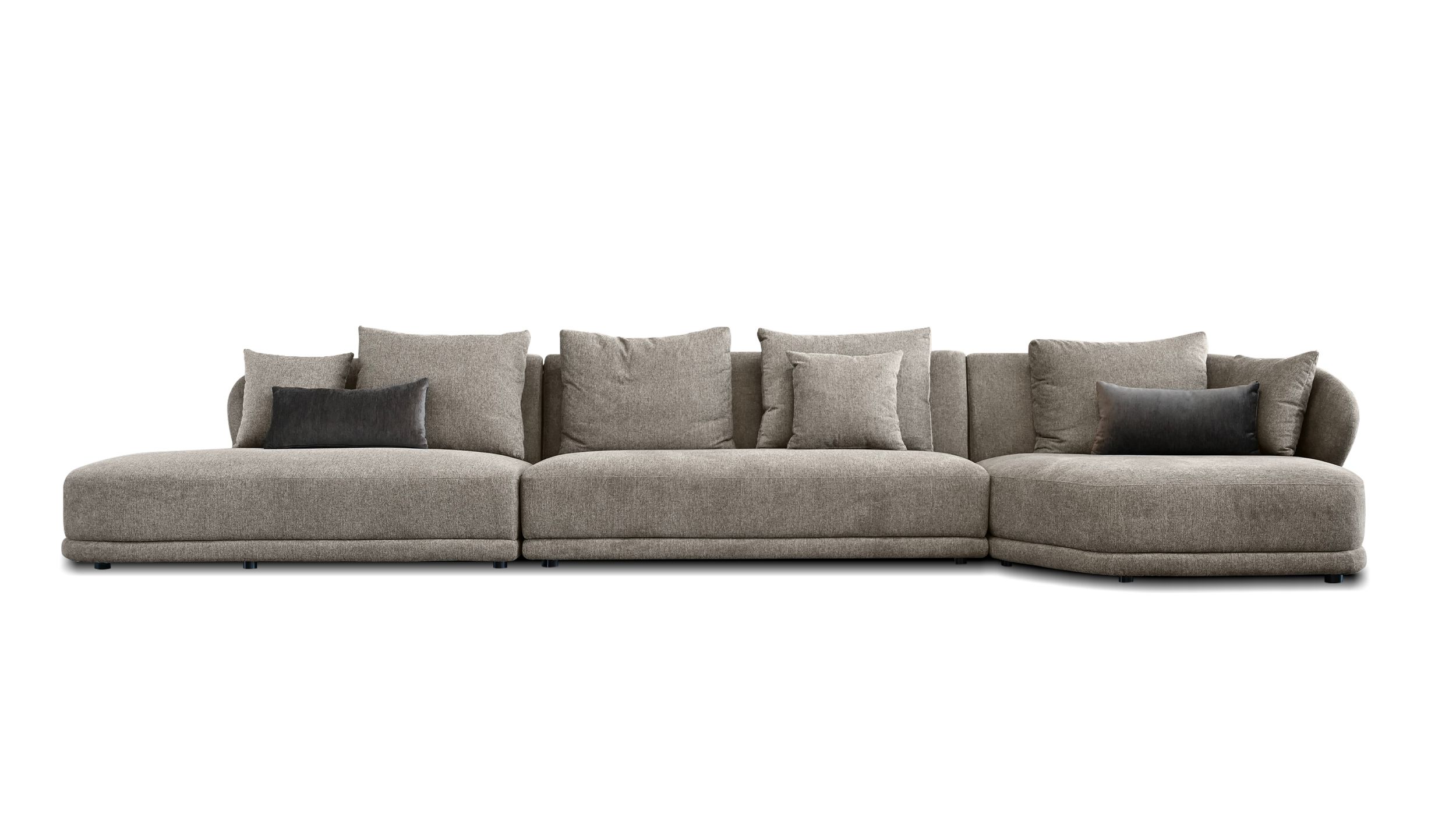 VOLTAIRE Brindle Brown Fabric RSF Chaise Sectional