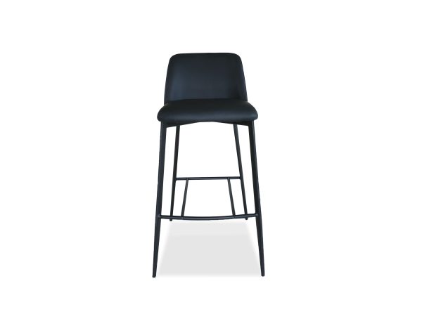SEVILLE Black Leatherette Counter Stool Black Steel Base 1 2