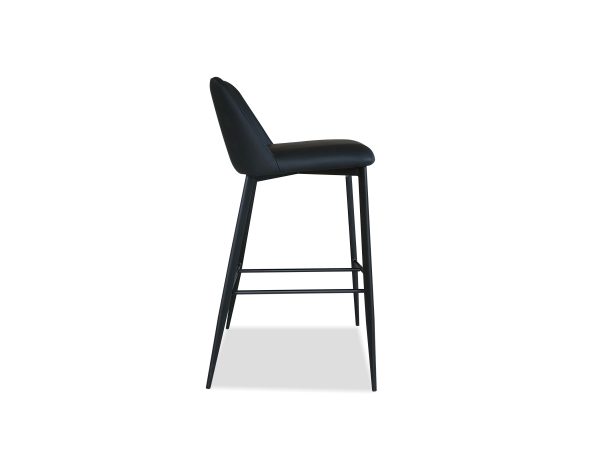 SEVILLE Black Leatherette Counter Stool Black Steel Base 2 2