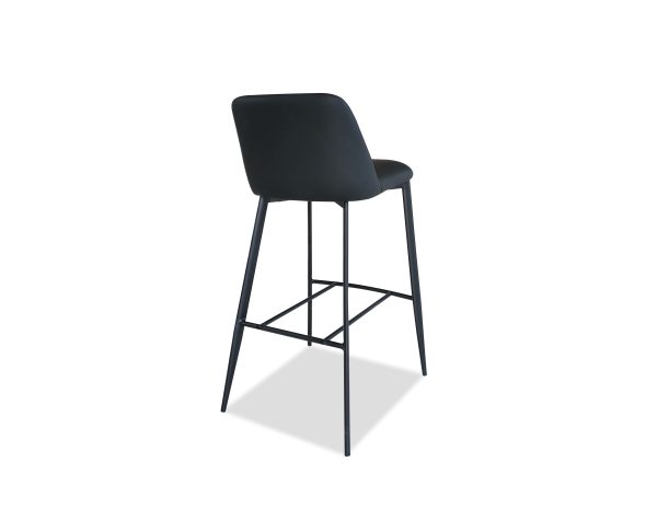 SEVILLE Black Leatherette Counter Stool Black Steel Base 3 2