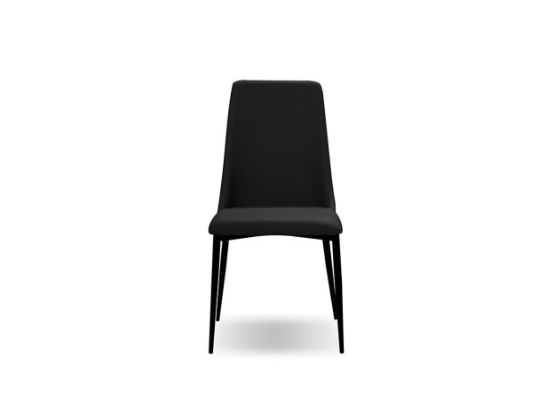 SEVILLE Black Leatherette Dining Chair Black Steel Base 1 2