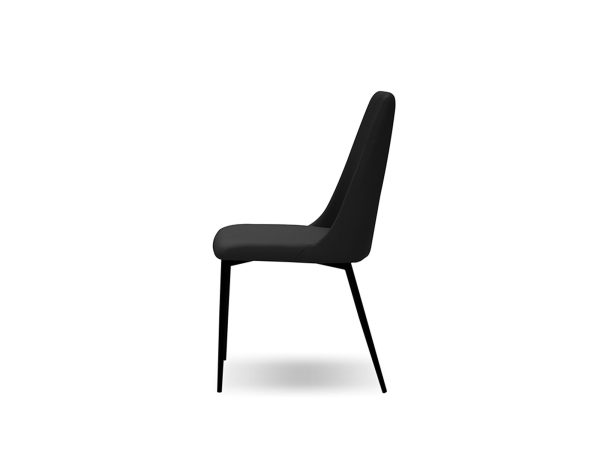 SEVILLE Black Leatherette Dining Chair Black Steel Base 2 2