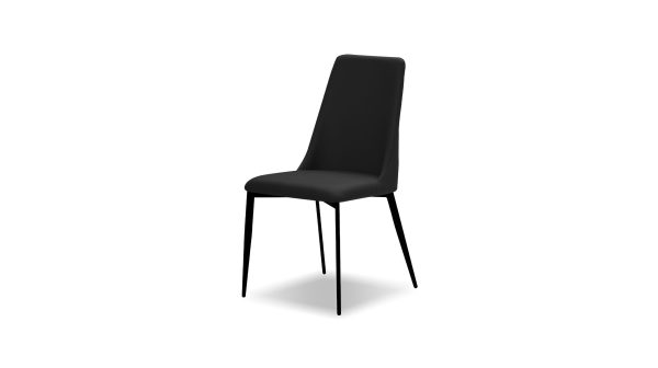 SEVILLE Black Leatherette Dining Chair Black Steel Base 6