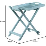 Folding Light Blue Teal Seafoam Wood Finish Side Table