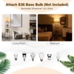 Modern Floor Lamp with 3-Tier Shelf and Linen Shade