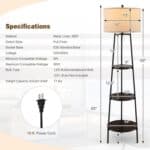 Modern Floor Lamp with 3-Tier Shelf and Linen Shade