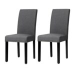 Grey Linen Upholstered Dining Chairs with Nailhead Trim (Set of 2) 6 Grey Linen Upholstered Dining Chairs with Nailhead Trim (Set of 2)