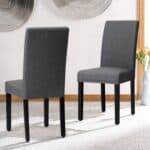 Grey Linen Upholstered Dining Chairs with Nailhead Trim (Set of 2) 8 Grey Linen Upholstered Dining Chairs with Nailhead Trim (Set of 2)
