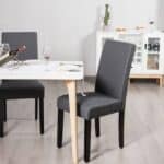 Grey Linen Upholstered Dining Chairs with Nailhead Trim (Set of 2) 9 Grey Linen Upholstered Dining Chairs with Nailhead Trim (Set of 2)