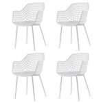 Mid-Century White Mesh Dining Chairs with Ergonomic Backrest (Set of 4)