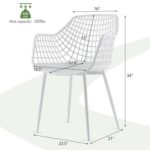 Mid-Century White Mesh Dining Chairs with Ergonomic Backrest (Set of 4)