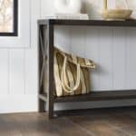 Industrial Farmhouse Entryway Table with Brown Grey Wood Finish