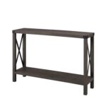 Industrial Farmhouse Entryway Table with Brown Grey Wood Finish