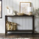 Industrial Farmhouse Entryway Table with Brown Grey Wood Finish