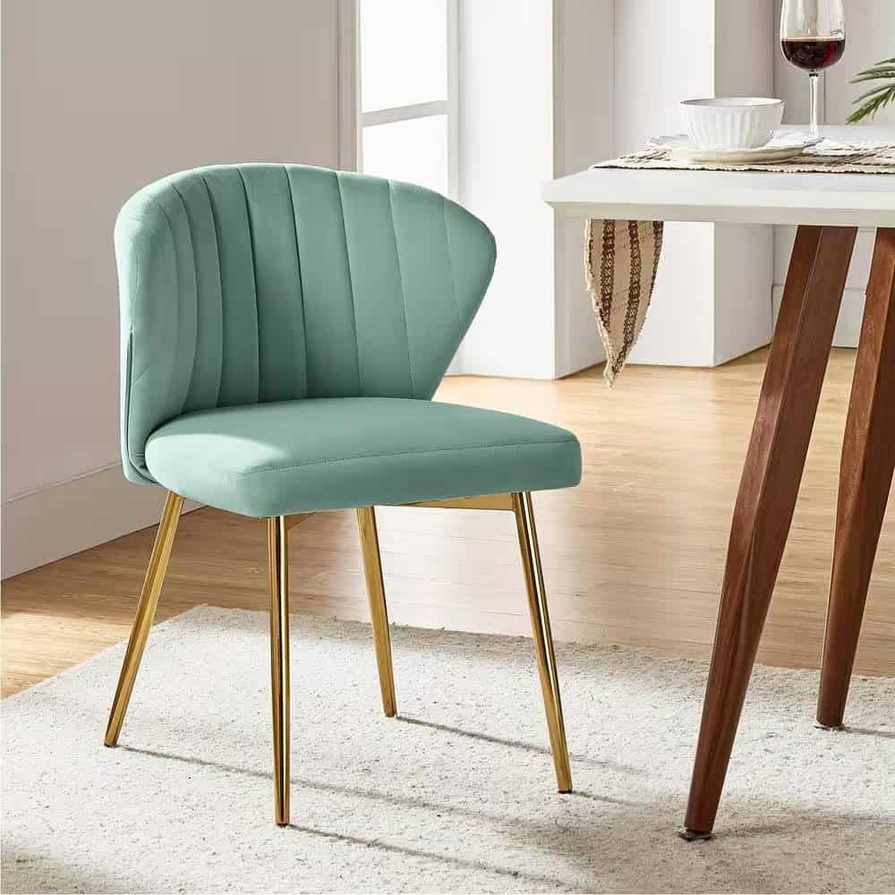 Sage Green Velvet Wingback Accent Chair with Gold Metal Legs 2 Sage Green Velvet Wingback Accent Chair with Gold Metal Legs - Image 2